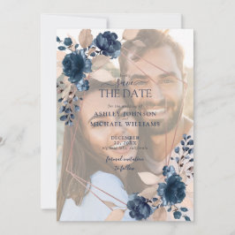 Rose Gold Dusty Pink Navy Foto Save the Date