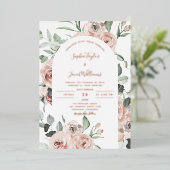 Rose Gold Dusty Rosa Eukalyptus Wedding Folieneinladung (Stehend vorne)