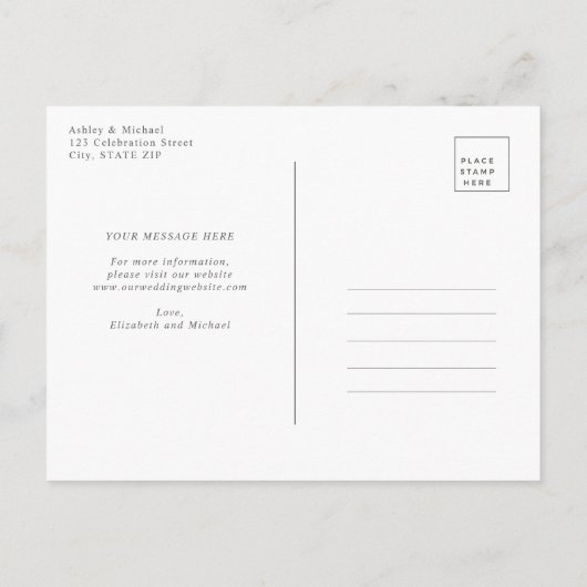 Rose Gold Dusty rosa Navy Blumenmuster Verspätung  Ankündigungspostkarte (Rückseite)