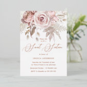 Rose Gold, Dusty Rose & Blush Blumensüß 16 Folieneinladung (Stehend vorne)