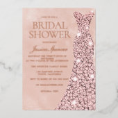 Rose Gold, Dusty Rose & Blush Dress Brautparty Folieneinladung (Vorderseite)