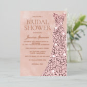 Rose Gold, Dusty Rose & Blush Dress Brautparty Folieneinladung (Stehend vorne)