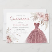 Rose Gold, Dusty Rose & Blush Quinceanera Einladung (Vorderseite)