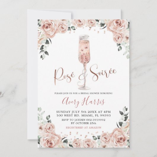 Rose Gold Dusty Rose Soiree Brautparty Einladung (Vorderseite)