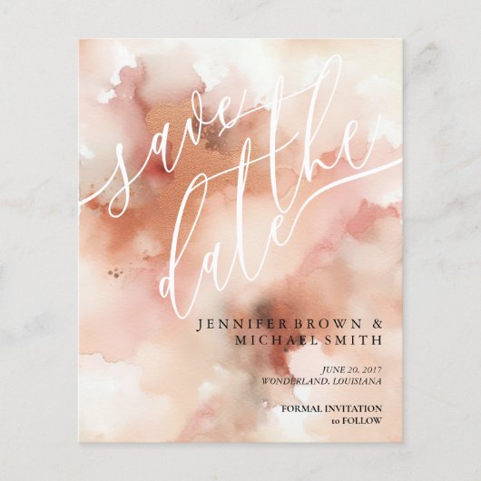 Rose Gold Earthtone Watercolor Hochzeit Flyer (Vorne)