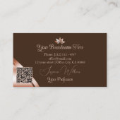 Rose Gold Ecken Coffee Brown Monogramm QR-Code Visitenkarte (Rückseite)