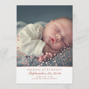 Rose Gold Effect Gipskraut Baby Foto Birth Ankündigung