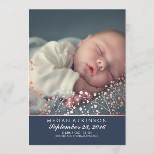 Rose Gold Effect Gipskraut Baby Foto Birth Ankündigung