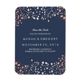 Rose Gold Effect Gipskraut Save the Date Magnet