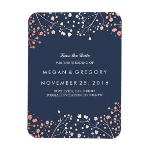 Rose Gold Effect Gipskraut Save the Date Magnet
