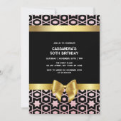Rose Gold Egypt Geometric Gold Bow Black Birthday Einladung (Vorderseite)