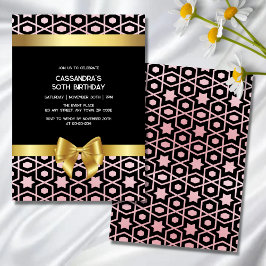 Rose Gold Egypt Geometric Gold Bow Black Birthday Einladung