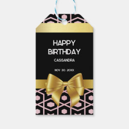 Rose Gold Egypt Geometric Gold Bow Happy Geburtsta Geschenkanhänger