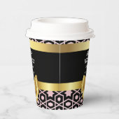 Rose Gold Egypt Geometric Gold Bow Happy Geburtsta Pappbecher (Rechts)