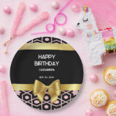 Rose Gold Egypt Geometric Gold Bow Happy Geburtsta Pappteller (Party)