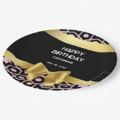 Rose Gold Egypt Geometric Gold Bow Happy Geburtsta Pappteller (Schrägansicht)