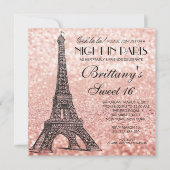 Rose Gold Eiffelturm Paris Sweet 16 Einladung (Vorderseite)