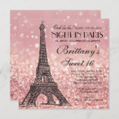 Rose Gold Eiffelturm Paris Sweet 16 Einladung (Vorne/Hinten)