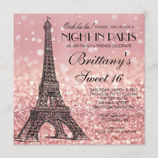Rose Gold Eiffelturm Paris Sweet 16 Einladung