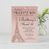 Rose Gold Eiffelturm Paris Sweet 16 Einladung (Stehend Vorderseite)