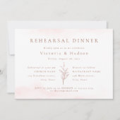 Rose Gold einfache botanische Blätter Probe Abende Einladung (Vorderseite)