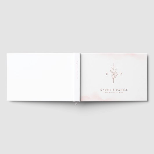 Rose Gold einfache botanische Monografie Gästebuch (Voll)