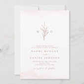 Rose Gold einfache botanische Monogramm rustikale  Einladung (Vorderseite)
