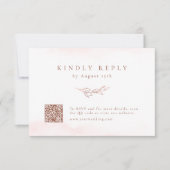 Rose Gold einfache botanische QR-Code Hochzeit RSVP Karte (Vorderseite)