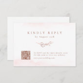 Rose Gold einfache botanische QR-Code Hochzeit RSVP Karte (Vorne/Hinten)