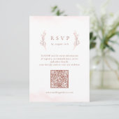 Rose Gold einfache botanische QR-Code Hochzeit RSVP Karte (Stehend Vorderseite)