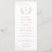 Rose Gold einfache botanische Wappen Monogramm Hoc Menükarte (Vorderseite)