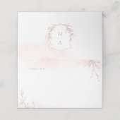 Rose Gold einfache botanische Wappen Monogramm Hoc Platzkarte (Außenseite Aufgefaltet)