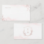 Rose Gold einfache botanische Wappen Monogramm Hoc Platzkarte (Vorne/Hinten)