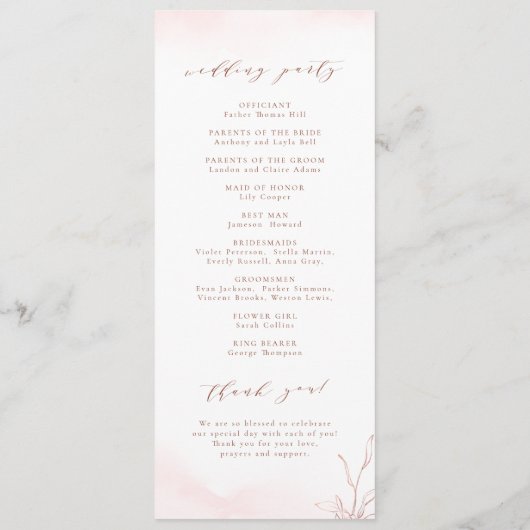 Rose Gold einfache botanische Wappen Monogramm Hoc Programm (Rückseite)