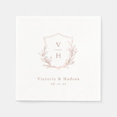 Rose Gold einfache botanische Wappen Monogramm Hoc Serviette (Vorderseite)