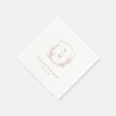 Rose Gold einfache botanische Wappen Monogramm Hoc Serviette (Ecke)