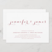 Rose Gold Einfache, elegante Skripte Moderne Hochz Einladung (Vorne/Hinten)