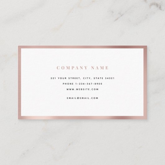 Rose Gold Einfache Firmenlogos Moderne Minimalisti Visitenkarte (Rückseite)