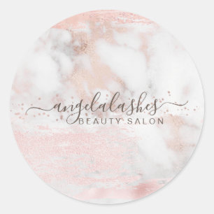 Rose Gold Einfache Marmorplatte Weibliche Untersch Runder Aufkleber