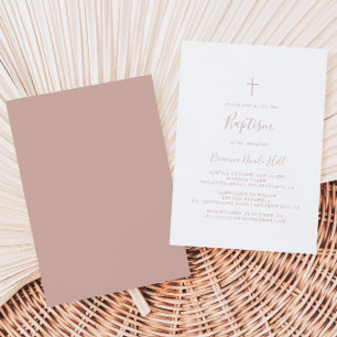 Rose Gold Einfache Minimalistische Taufe Einladung