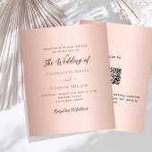 Rose Gold einfache QR-Code UAWG Hochzeitseinladung