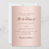 Rose Gold einfache QR-Code UAWG Luxus Hochzeit Einladung (Vorderseite)