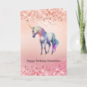 Rose Gold Einhorn Sparkle Karte (Vorderseite)