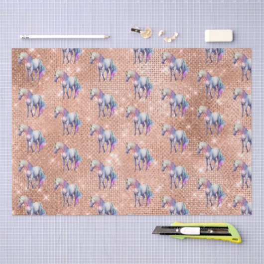 Rose Gold Einhorn Sparkle Seidenpapier (Handwerk)
