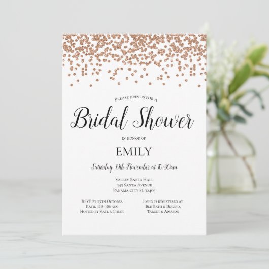 Rose Gold Einladung (Stehend Vorderseite)