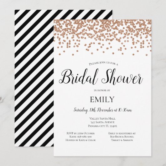 Rose Gold Einladung (Vorne/Hinten)