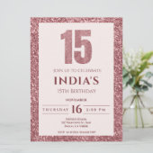 Rose Gold Einladung zum 15. Geburtstag (Stehend Vorderseite)