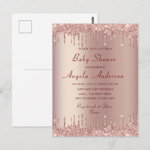 Rose Gold Einladungskarte zur Babyparty