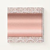 Rose Gold Elegant Damask Wedding Gästebuch Notizblock (Rückseite)