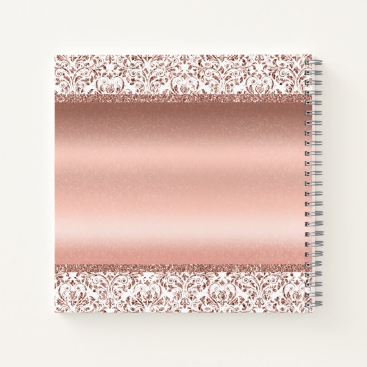 Rose Gold Elegant Damask Wedding Gästebuch Notizblock (Rückseite)
